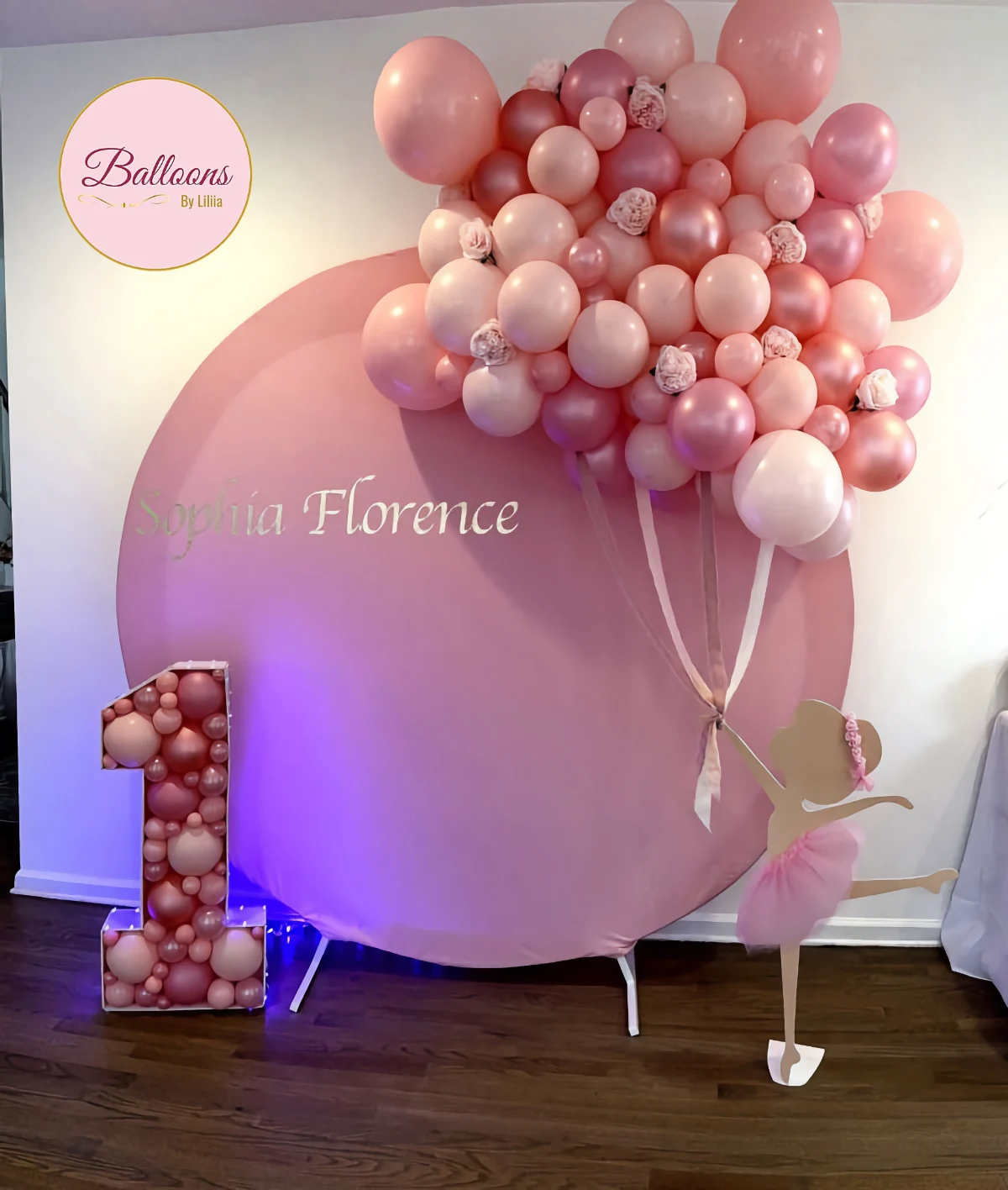 princess themed balloon setup for birthday party