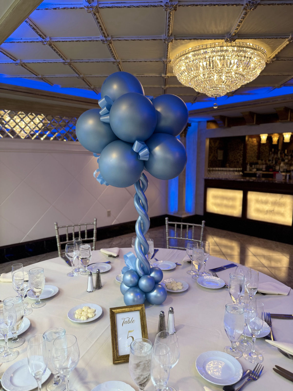 Navy Silver Balloon Centerpiece