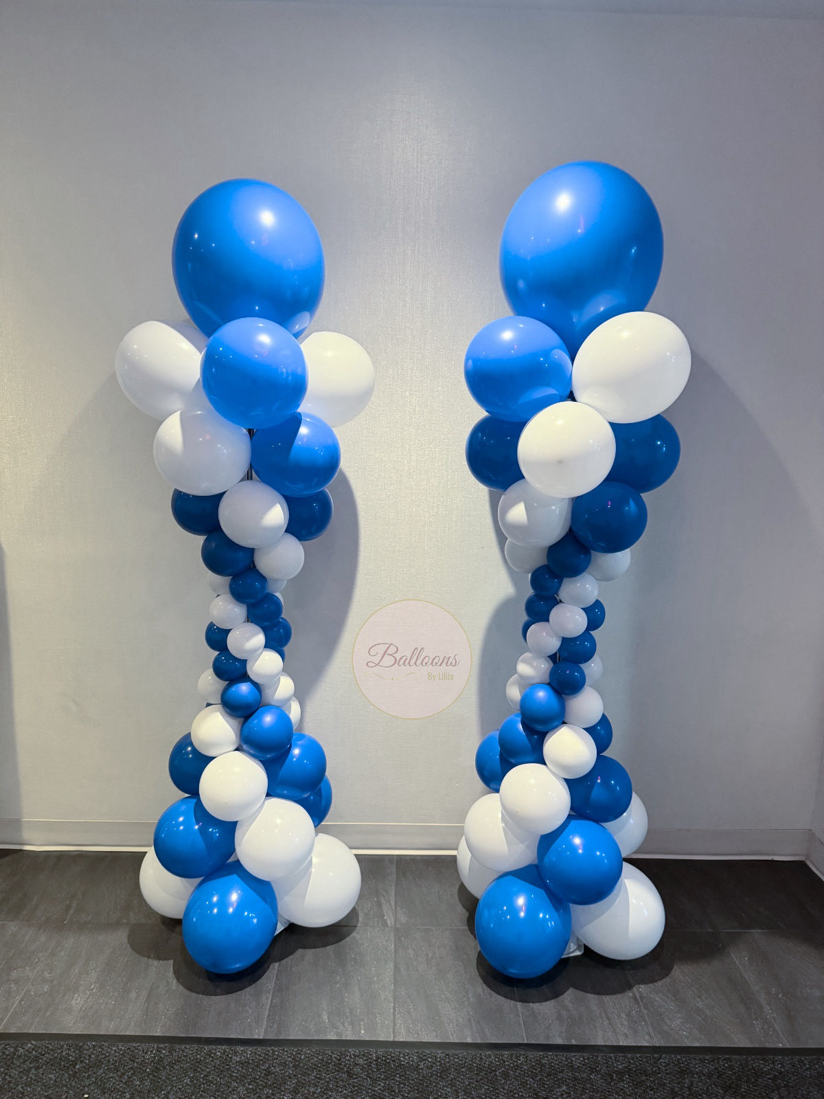 Blue White Balloon Columns