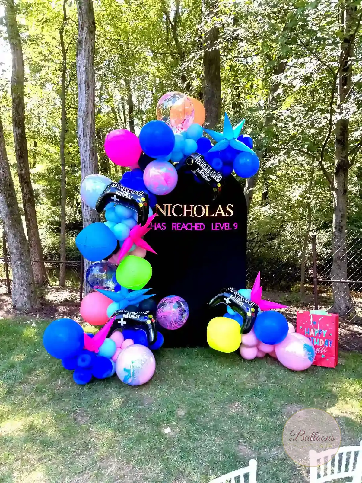 rainbow balloon arch for kids birthday party