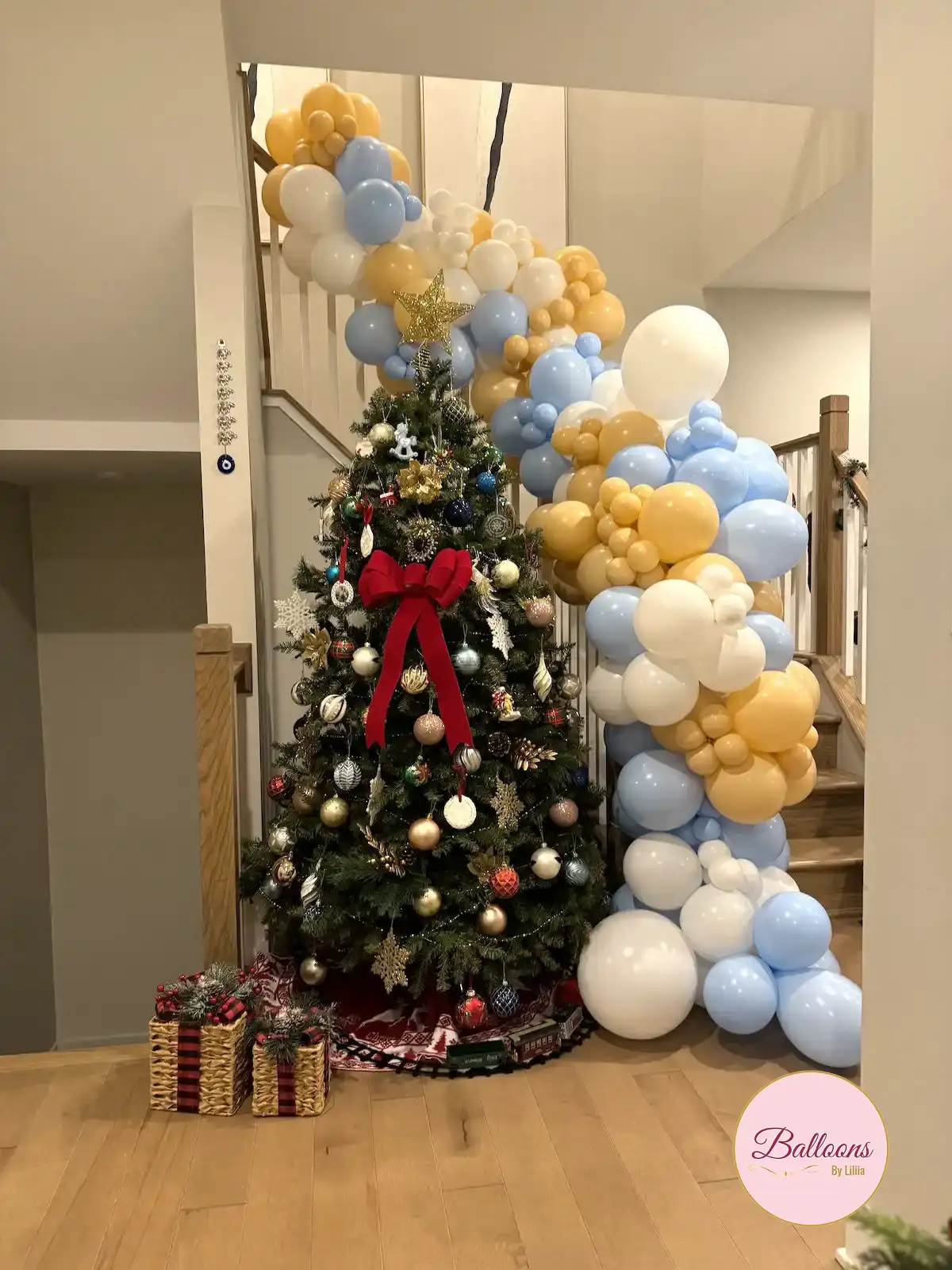 Yellow Blue Baby Birthday Balloon Garland