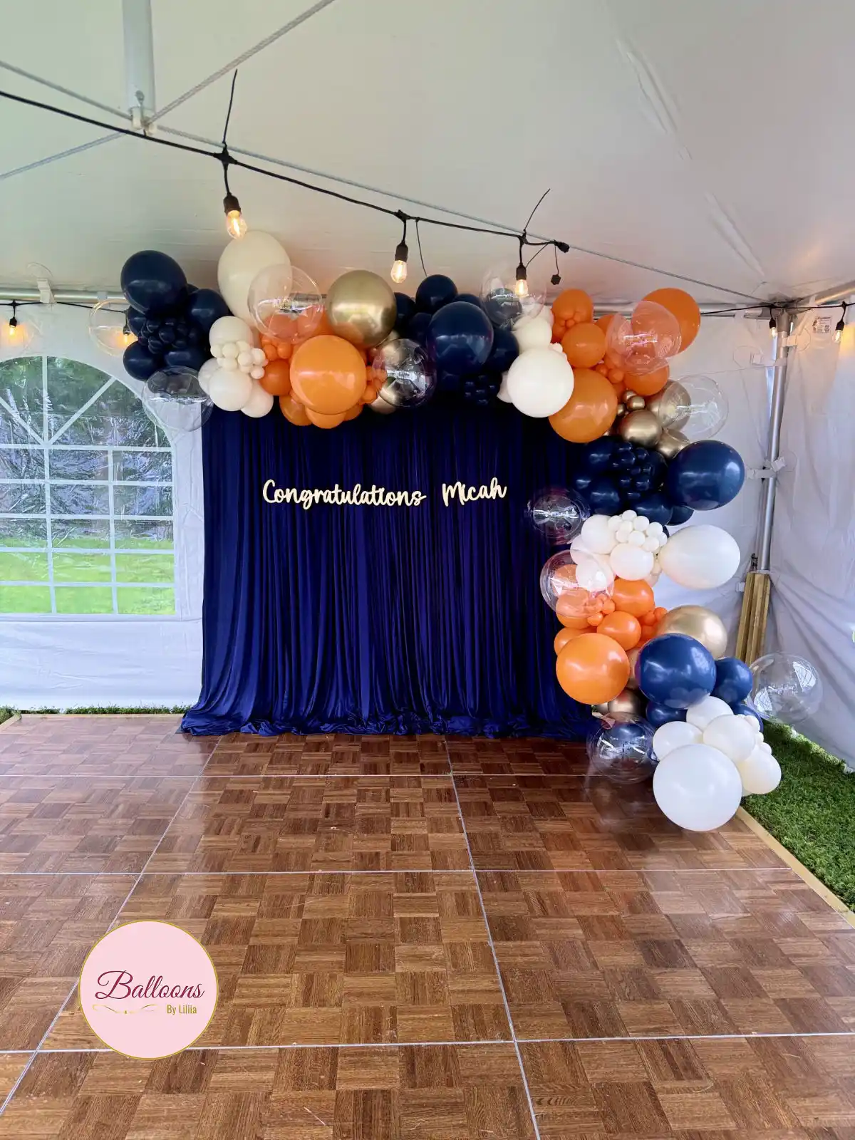 custom balloon photo backdrop for sweet 16 party