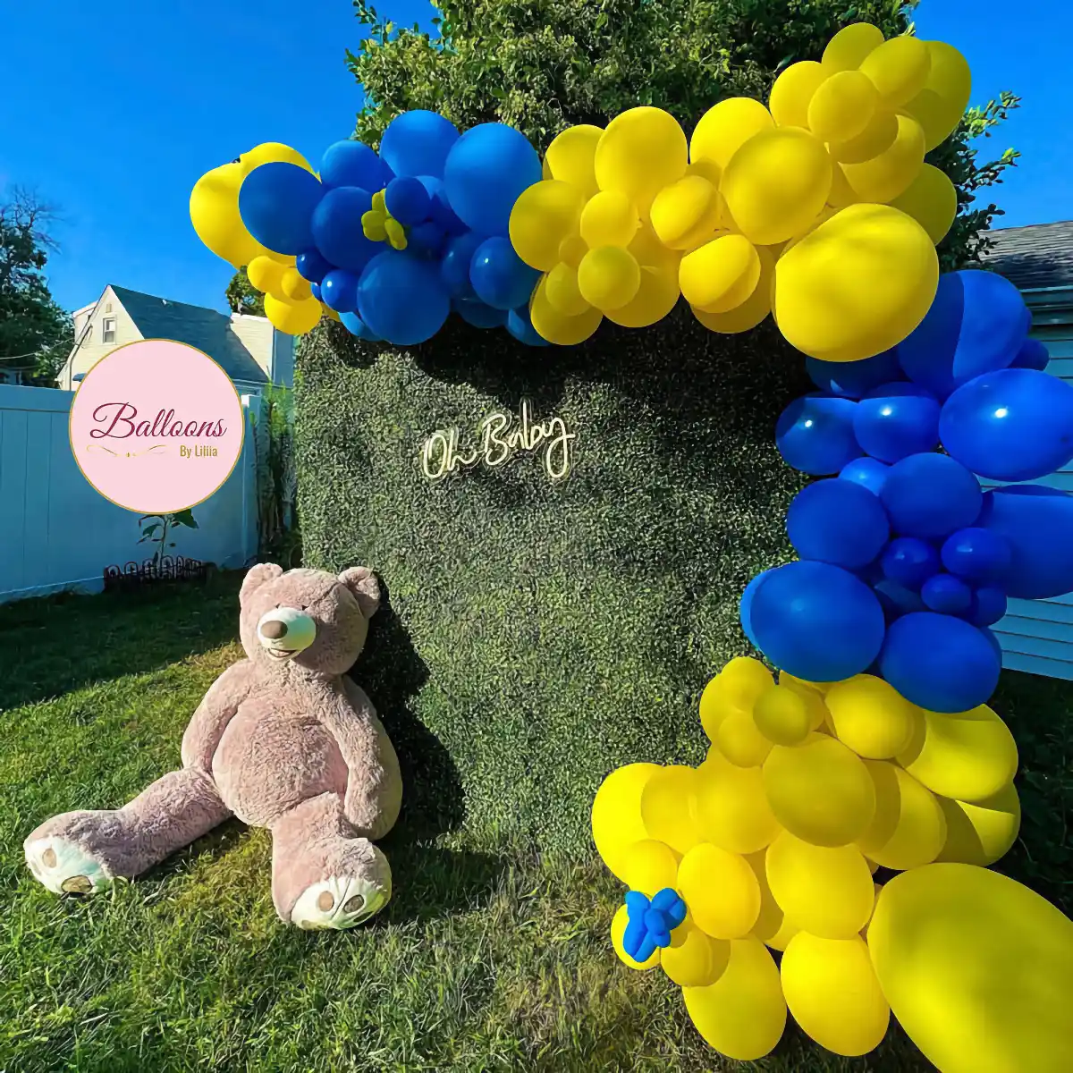 * white and blush balloon garland for bridal shower NJ