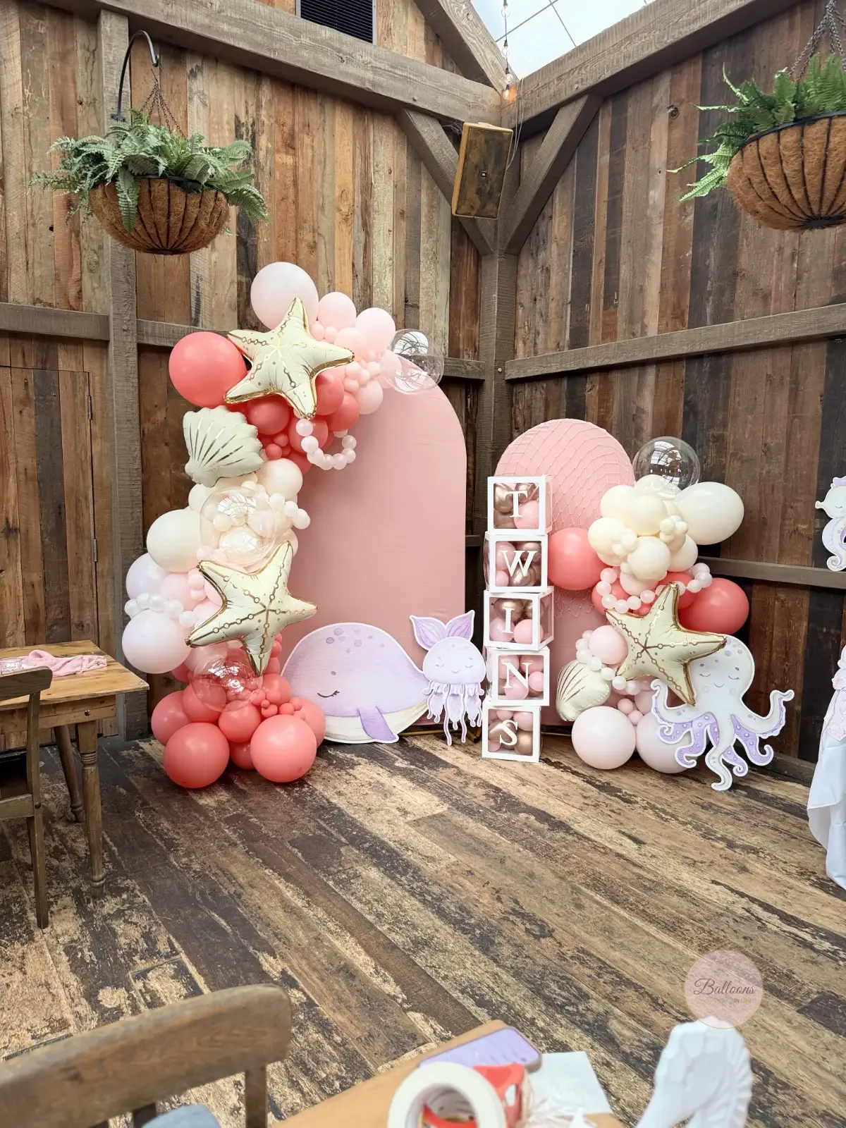 organic balloon garland in neutral tones for baby shower in NJ